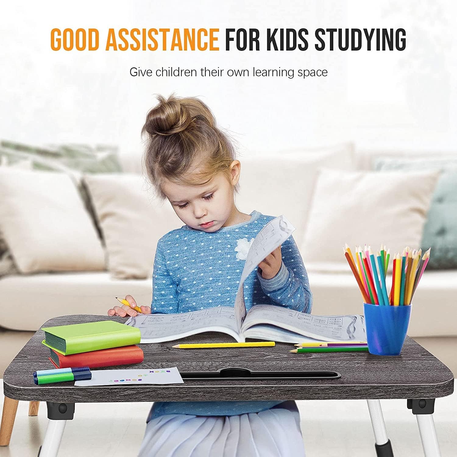 Laptop Bed Desk Lap Tray: Large Portable Foldable Lapdesk Computer Bedtray Table for Writing Reading Eating Breakfast XXL Adult Laptray on Low Sitting Floor or Laying Couch : Office Products