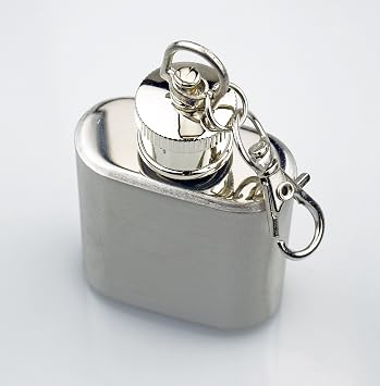 SE Stainless Steel Drinking Hip Flask with Attached Screw Cap for Liquor Pocket Size for Camping, Hiking, and Events (Stainless Steel, 1 oz)