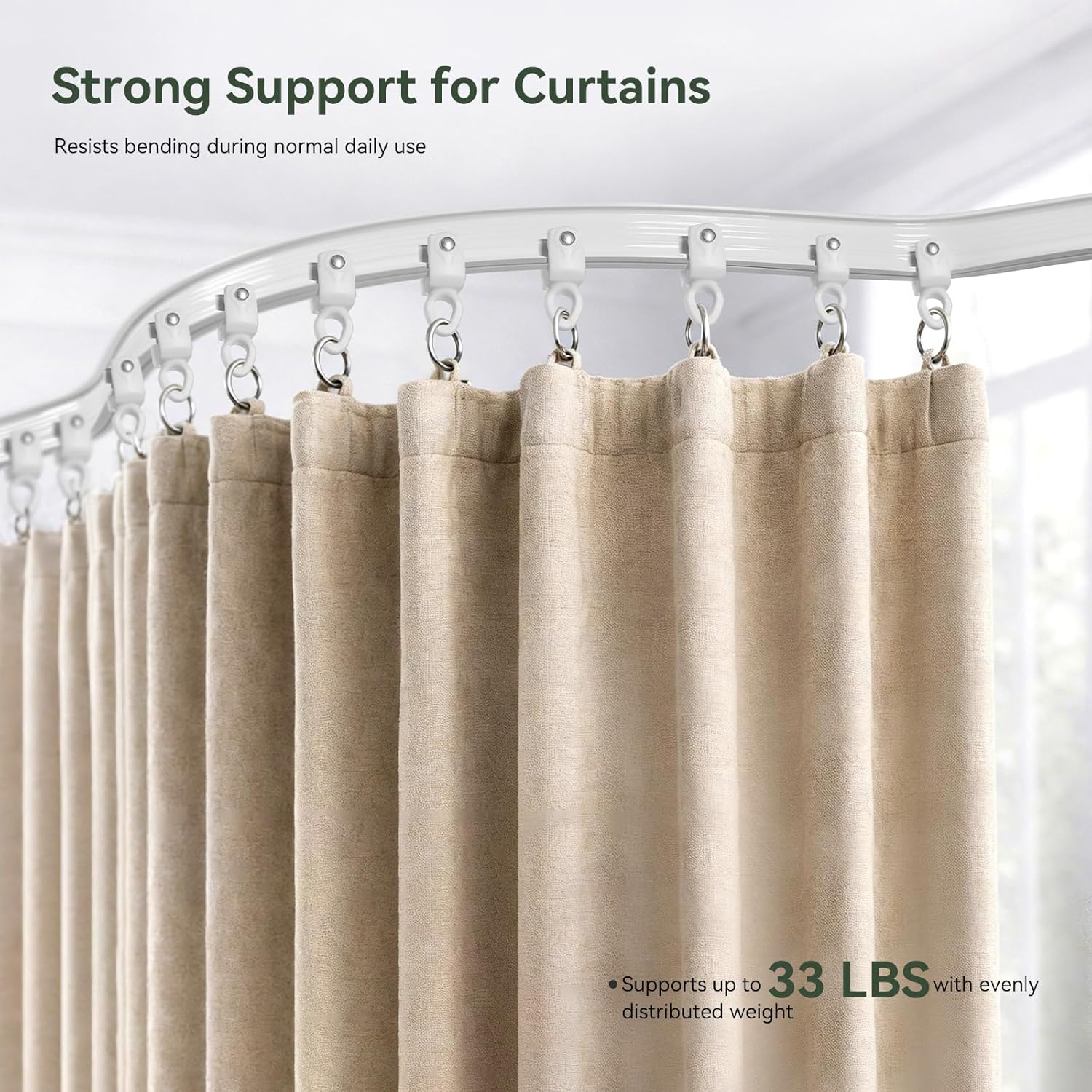 ZSTARR Flexible Bendable Ceiling Wall Mounted Curtain Track 5M/16.4FT White Curtains Rail for Room Divider Shower Curtain L/U Shape Bay Windows RV