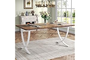 Tribesigns 63-Inch Walnut and White Rectangular Dining Table