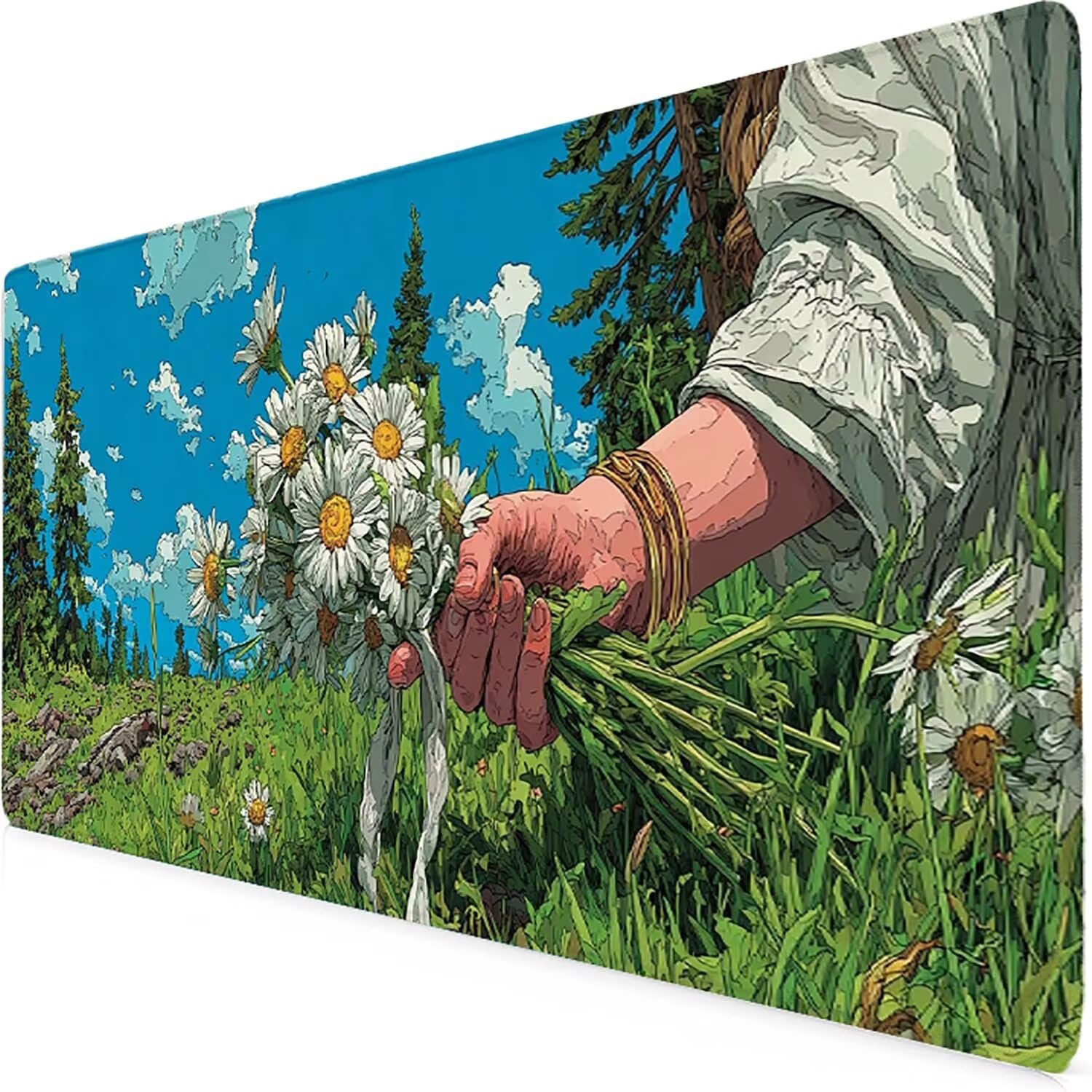 Tappetino Mouse XXL 1000x500mm Blu Mousepad Paesaggio Tappetino Scrivania Grande, con base in Gomma Antiscivolo, Impermeabile Sottomano Scrivania per Computer, Accessori Gaming Mouse Pad 5-1900f