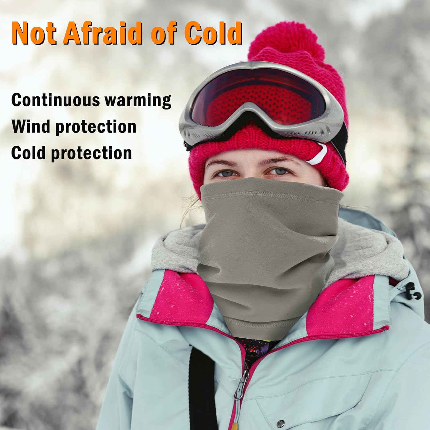Neck Gaiter, Winter Face Mask Cover, Fleece Windproof Cold Weather Scarf for Men, Women - Image 5