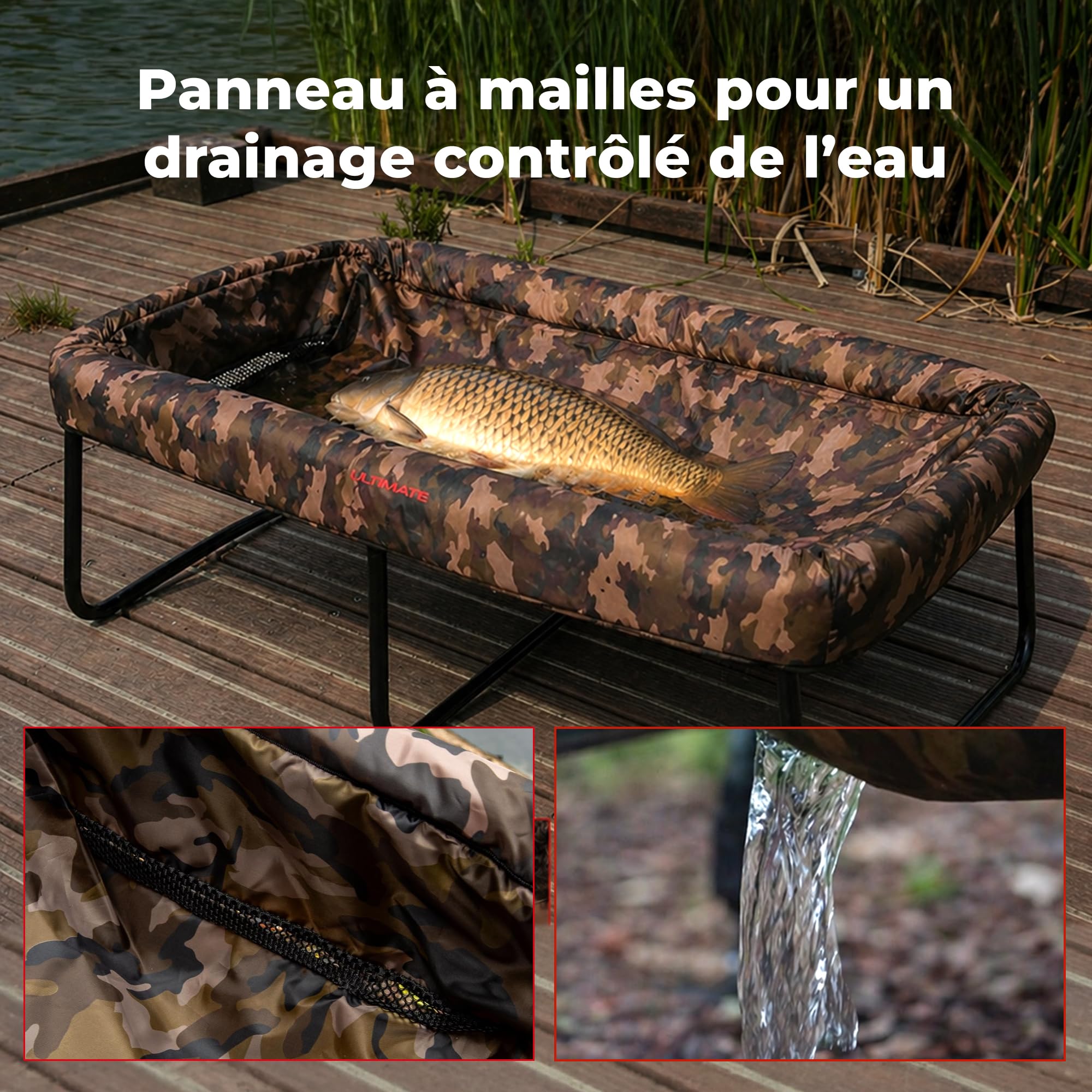 Ultimate Tapis De Réception Folding Carp Cradle Camo - Sac De Conservation