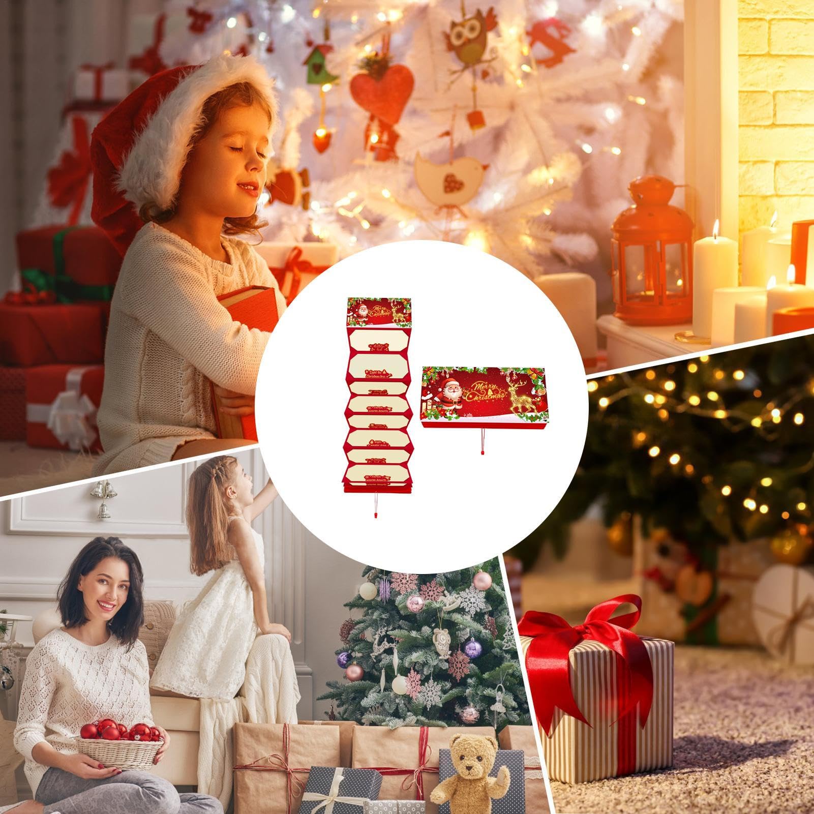 Soporte para Efectivo Navideño - Detalle para Fiestas,Sobres De Santa Navideños con 10 Bolsillos | para Hombres Mujeres Niños Niñas Adolescentes Esposa Esposo Hijo Hija Familia Amigos