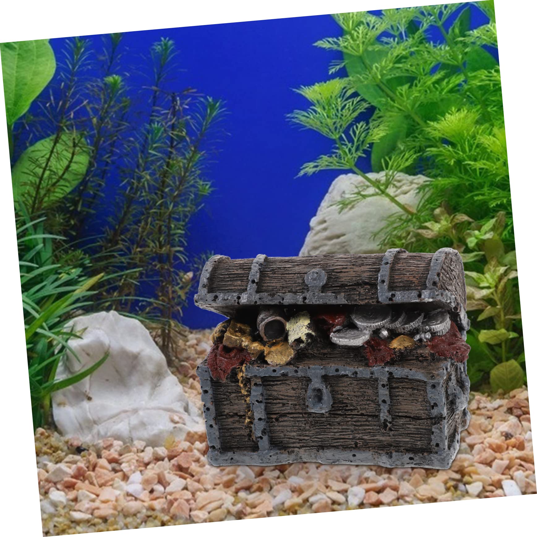 Sosoport 4 Stück Schatzkiste Aquarium Landschaftsbau Aquariumdekor Futterspender Luft Kunstharz Dekoration Aquarium Zubehör Schatztruhe dekorative Schatzkiste Harz und Kunststoff