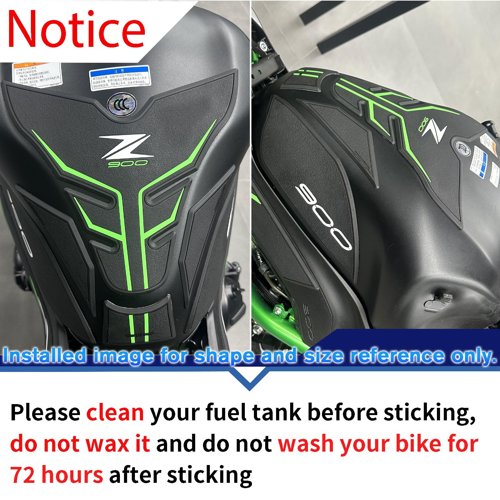 Motorrad-Tankpad rutschfeste Tankschutzaufkleber Gummischutzpads passend für Ka&wa&sa&ki Z900 Z 900 und Z-900 2025