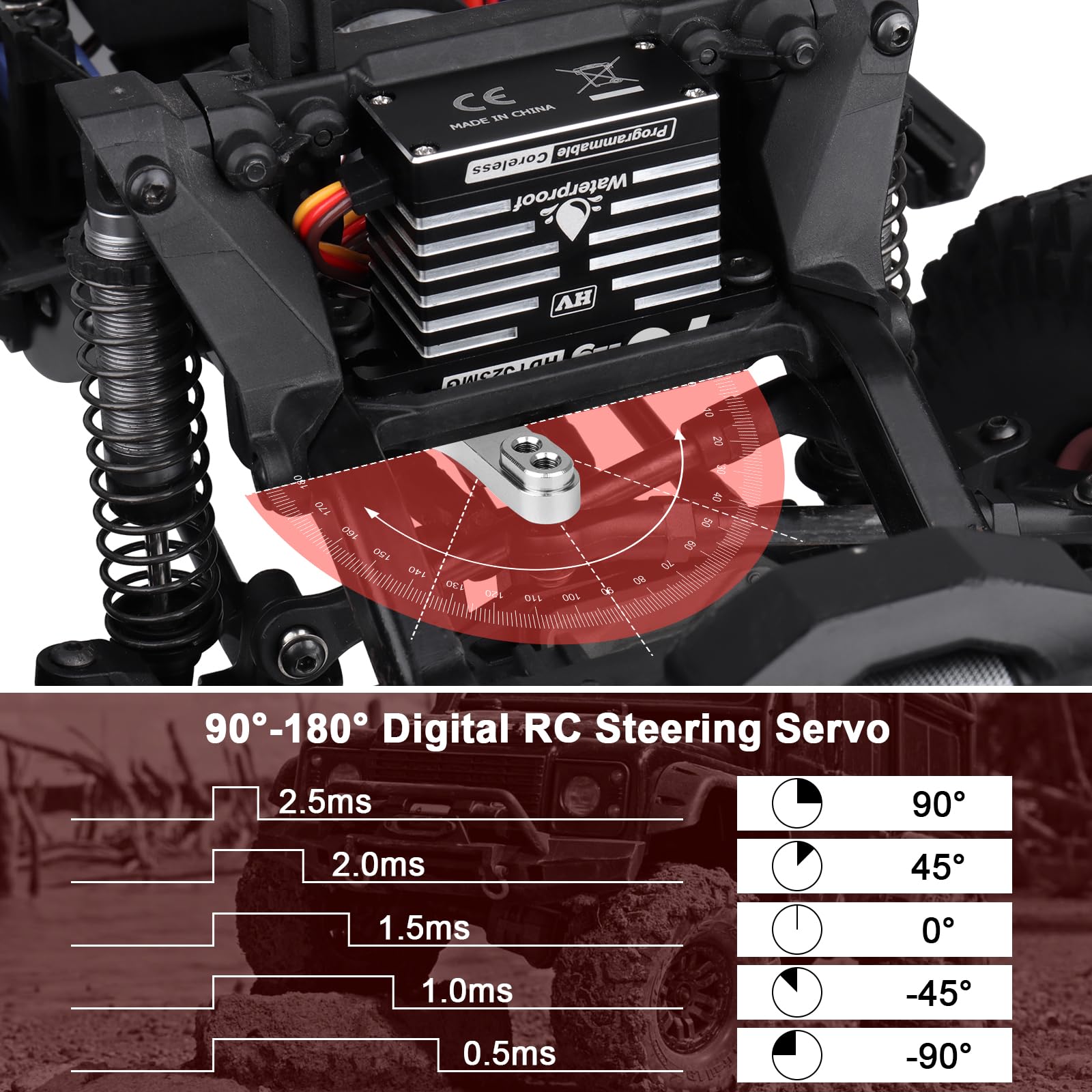 HobbyPark Impermeabile 75kg Alta Coppia RC Sterzo Servos Coreless Motore Digitale Servo Standard Size HV Ingranaggi in Metallo per 1/8 1/10 RC Crawler Auto Camion Buggy Basher Bashing 180 ° Custodia