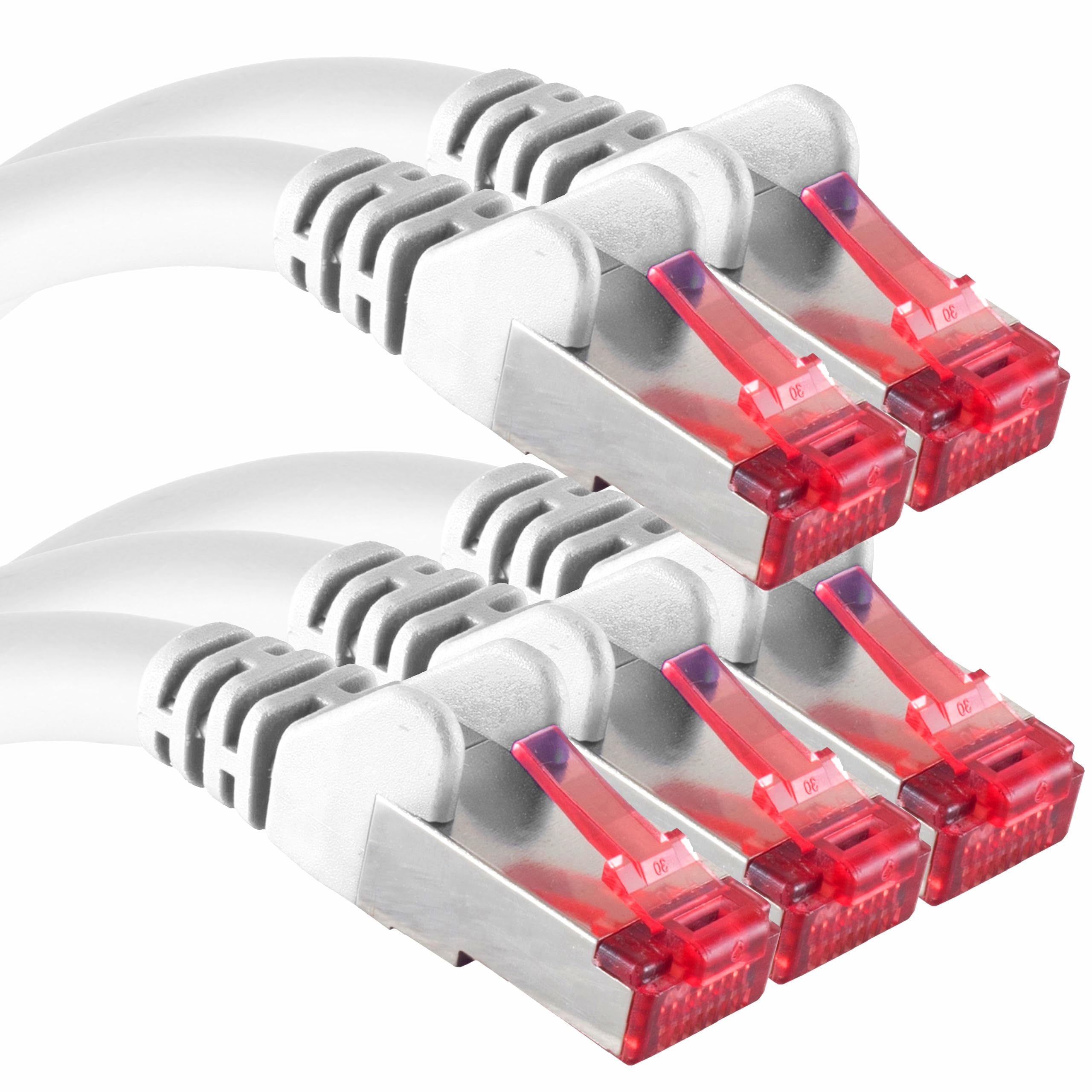 1aTTack.de Cat6 network cable 5x 0.25m CAT6 - shielding SFTP - CAT.6 RJ45 patch cable Ethernet cable DSL LAN router switch modem patch panel - white - 5 pieces