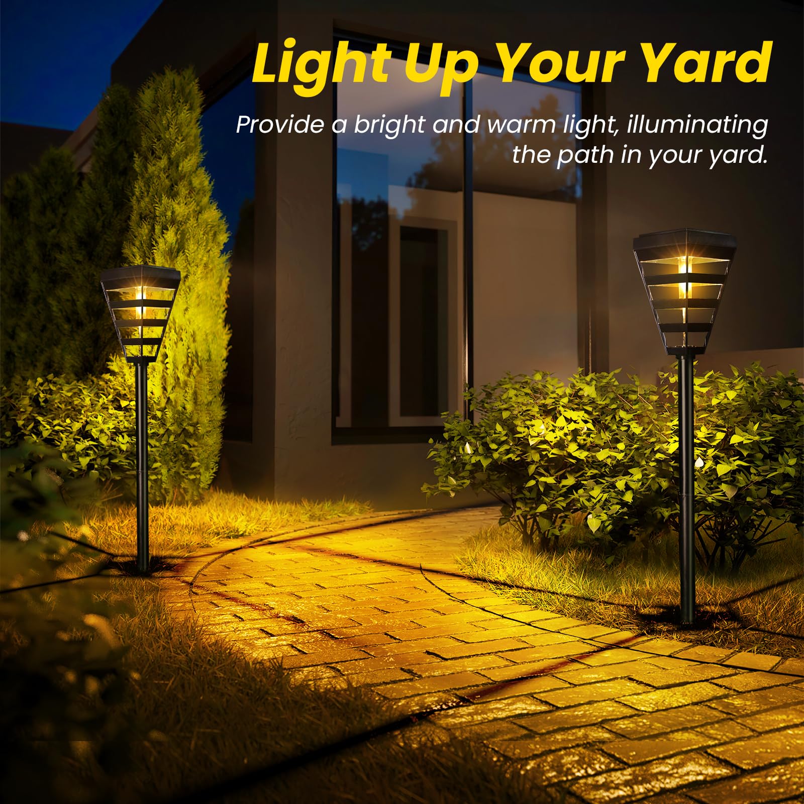 ROSHWEY Solar Lights Outdoor - 6 Pack Solar Pathway Lights Outdoor Waterproof IP65, Bright LED Solar Garden Lights Decorative for Outside Yard Path Driveway Sidewalk, Warm White