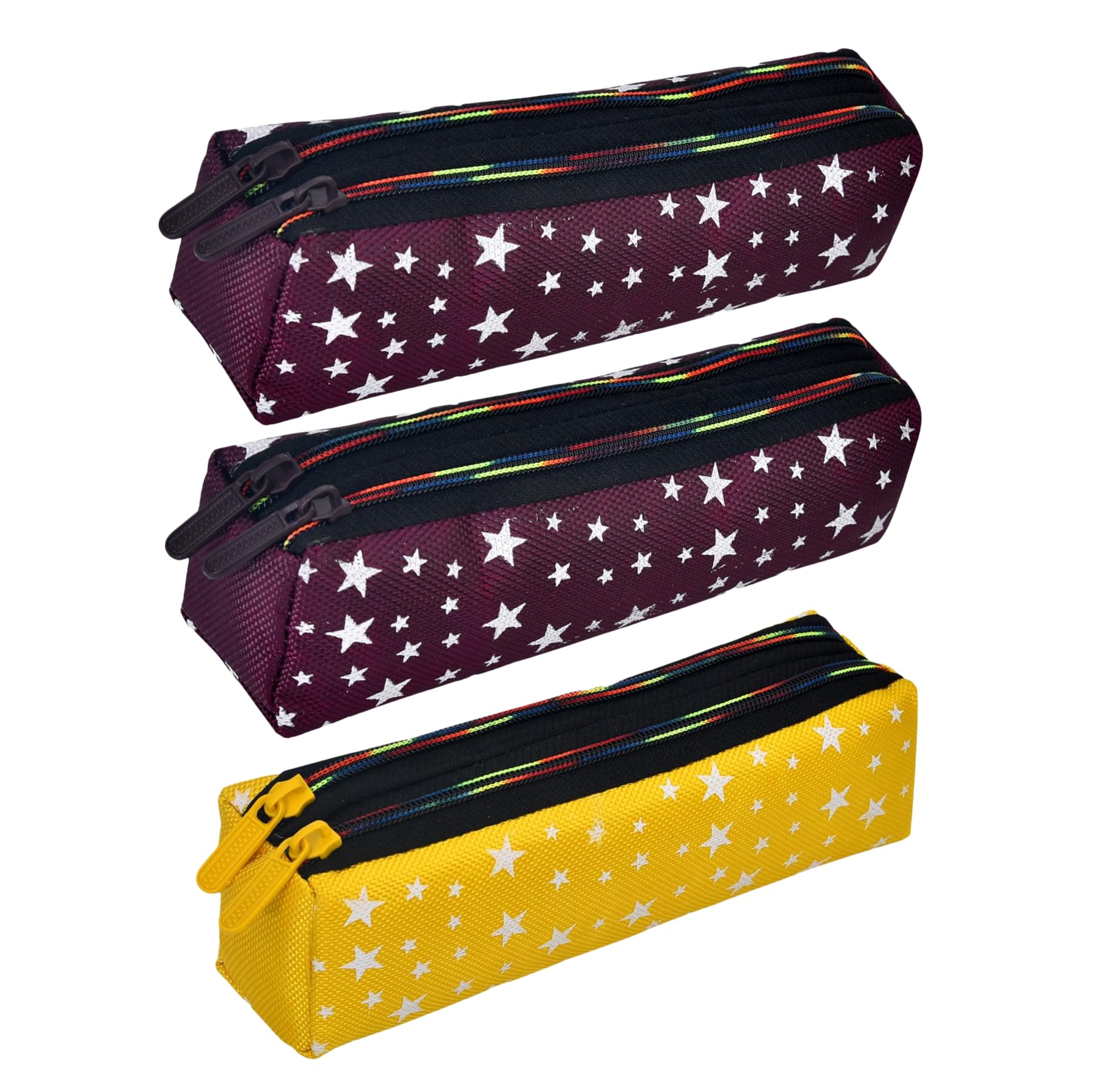 Kuber Industries Pencil Pouch|Rexine Stationary Pouch|Pencil Utility Pouch|School Pencil Case for Kids|2 Zipper Pencil Organizer|Star Pencil Pouch|Pack of 3|Multi (B0CPFL6JVS) Amazon Price History, Amazon Price Tracker