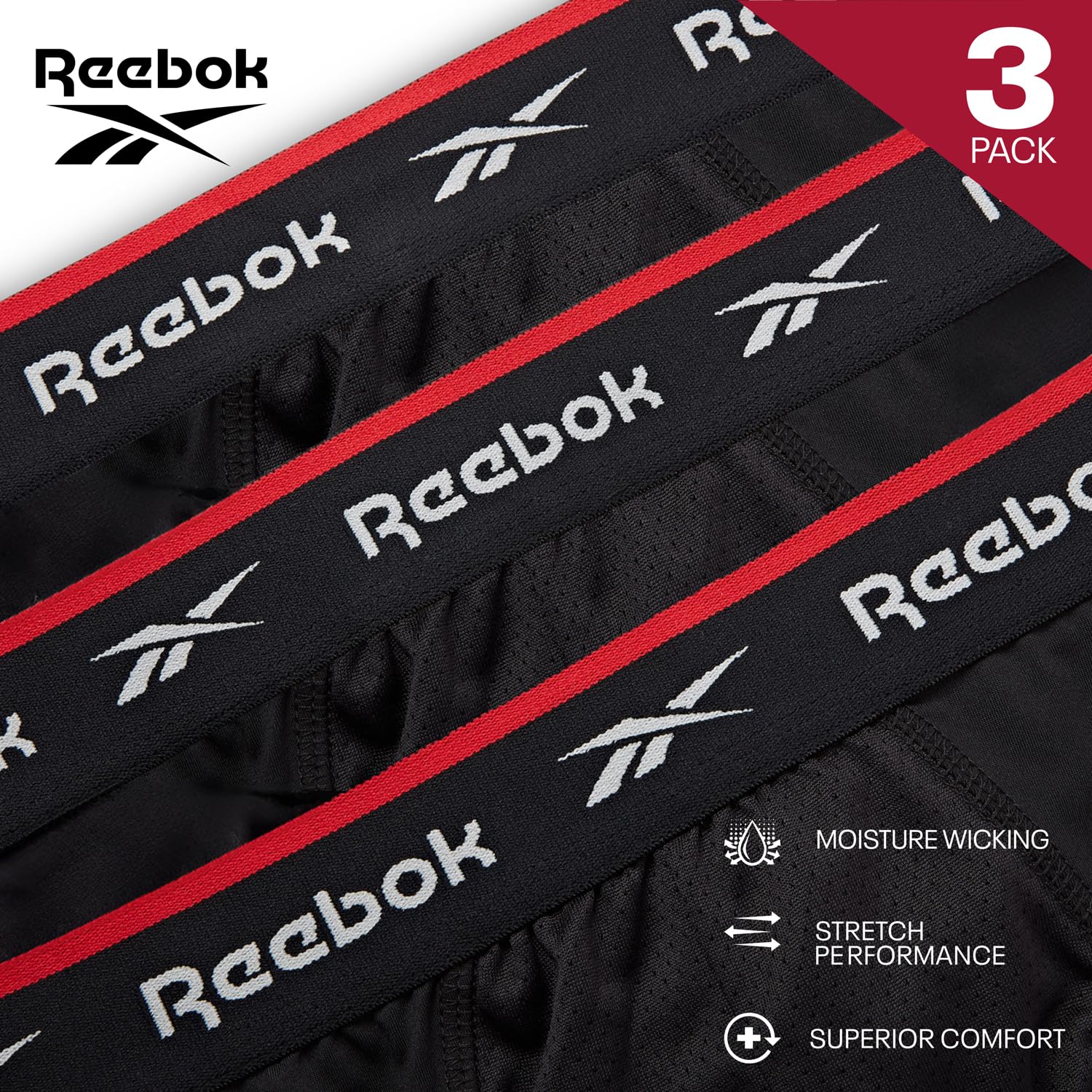 Reebok Majtki sportowe męskie Czarny Bokser