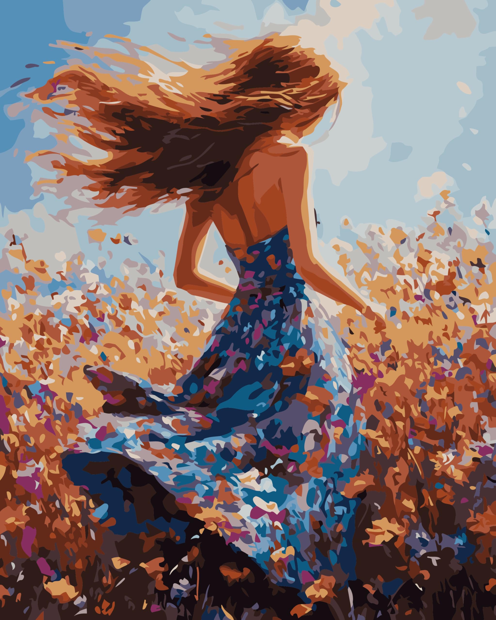 CaptainCrafts Paint by Numbers, DIY Oil Painting Paint by Numbers for Adults Beginner Canvas Acrylic Paint by Numbers Kits Arts Craft Set 16x20 Inch (Frameless, The Girl in The Flowers) — image 1