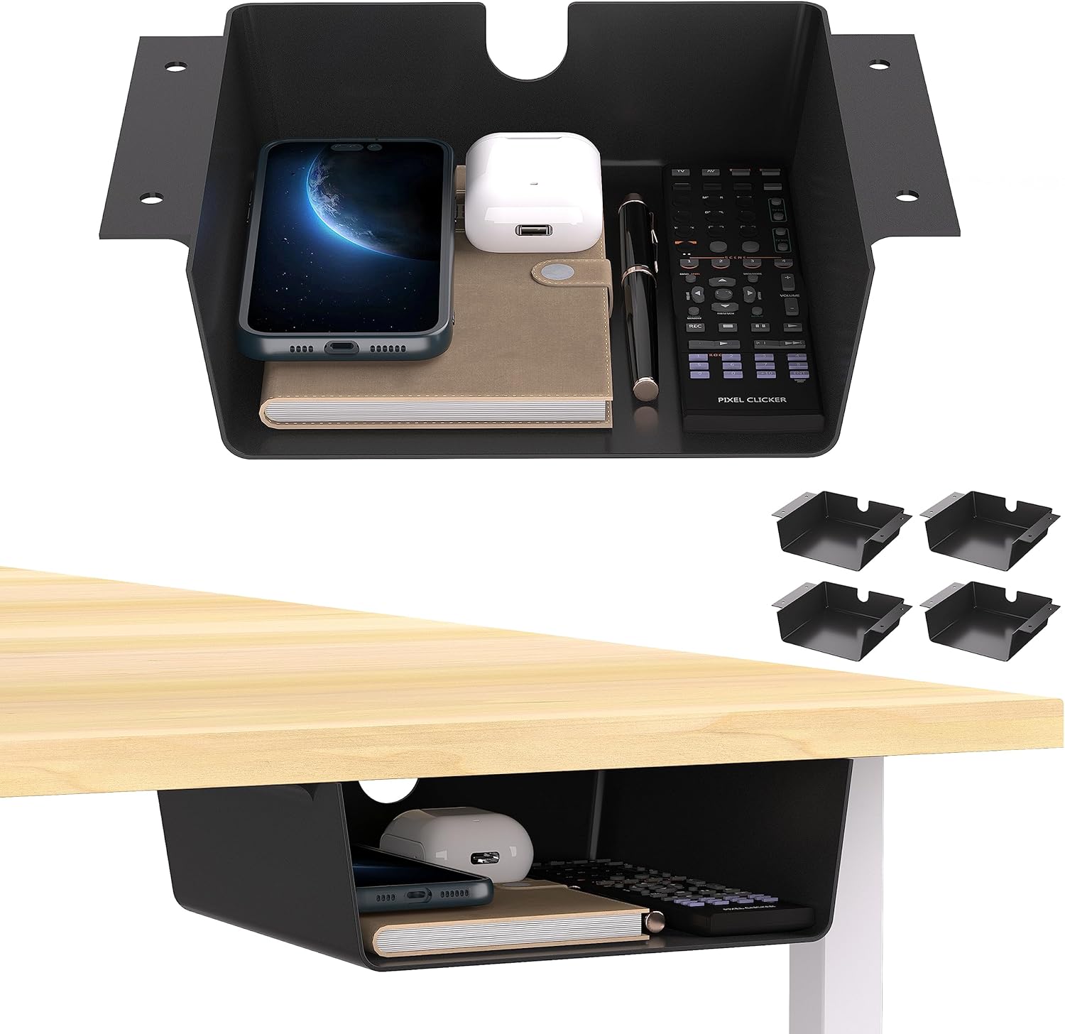 rgcgeem 4 Pack Under Desk Drawer Organizer, Under Desk