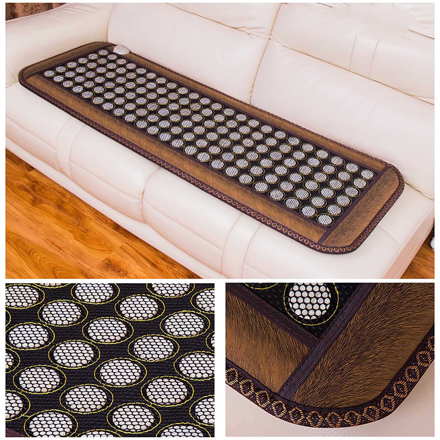 Almohadilla Térmica De Jade Natural, Almohadillas De Terapia Con Funda De Asiento Con Calefacción De 50 * 150 CM Con Temperatura Ajustable De 20 ° -70 ° Y Apagado Automático, Almohadilla De Sofá Con