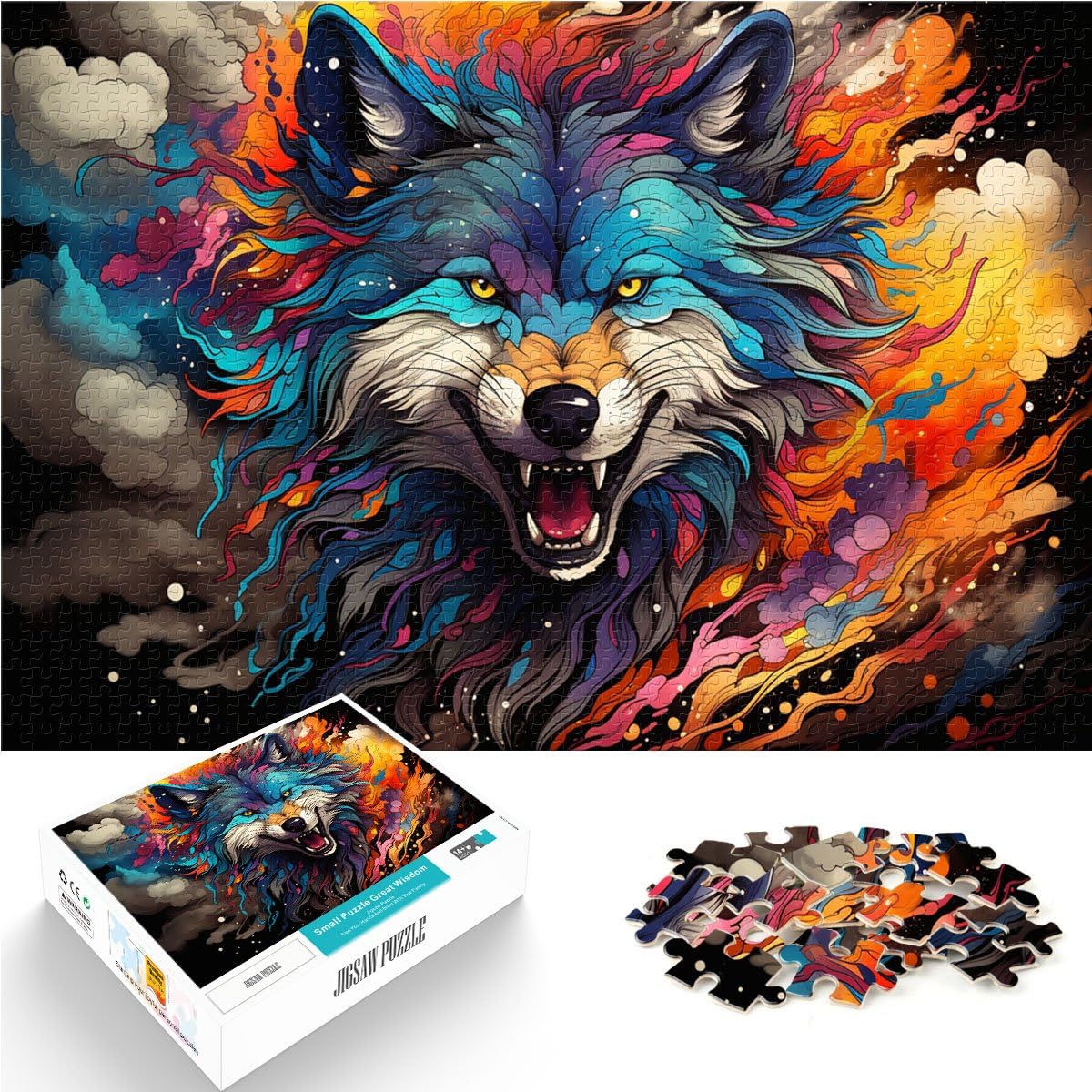 Jigsaw Puzzles for Adults 2000 Pieces color art wolf Home Decoration Jigsaw Puzzles Great Gifts for Christmas 27.56 in x39.37 in for 14 year olds โ image 1