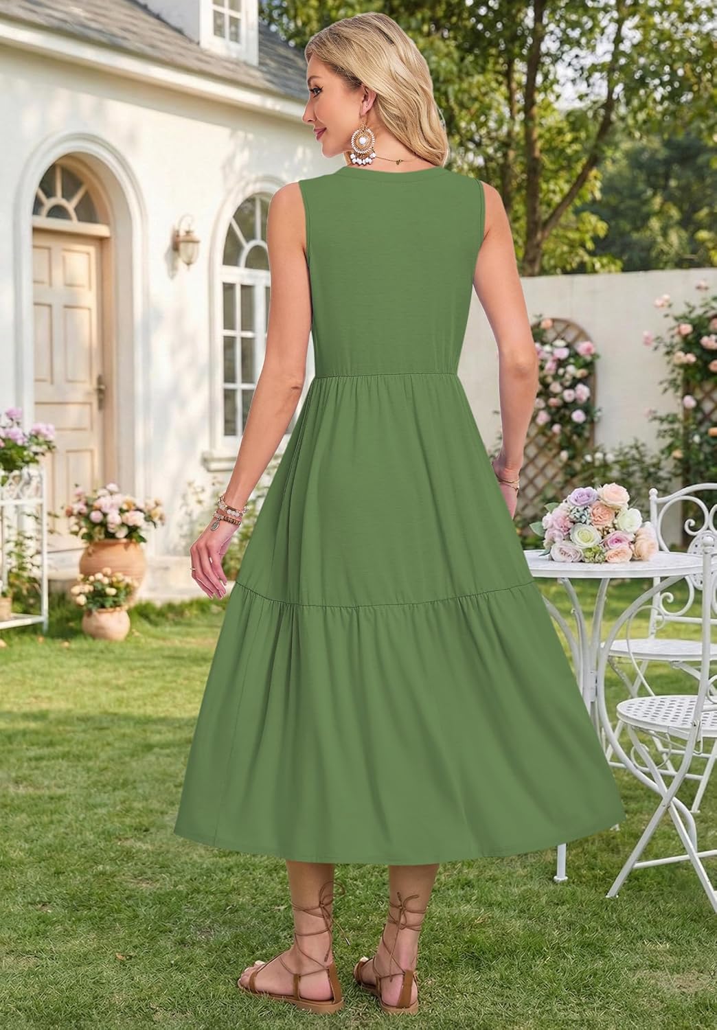 MOLERANI Summer Maxi Dresses for Women 2026 Sleeveless Loose Long Beach Dress Casual Button Down Sundresses with Pockets - Image 4