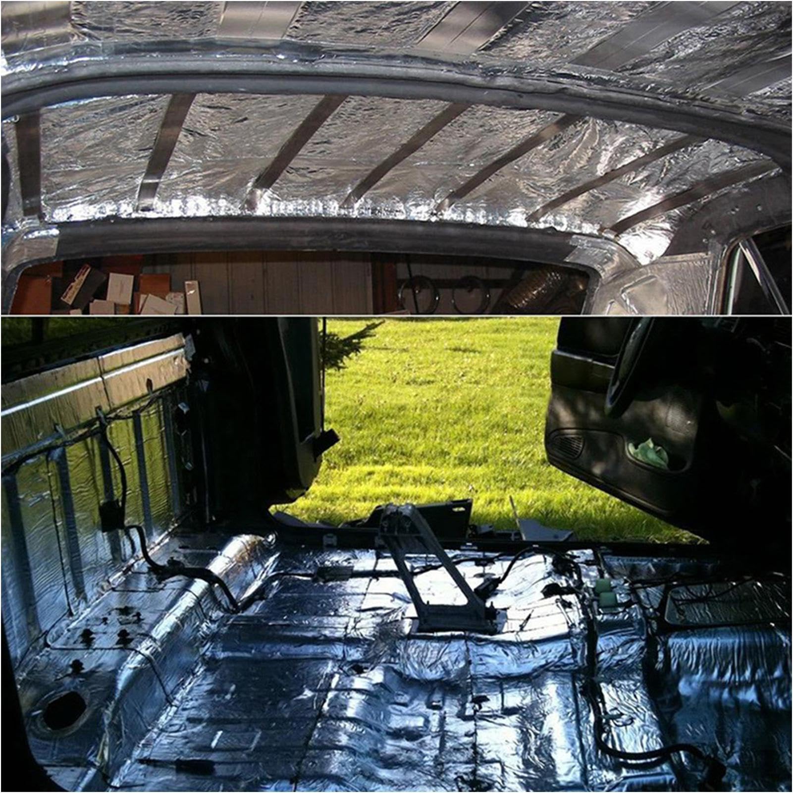 Esterilla aislante de 50 x 200 cm para coche, , insonorización, protección térmica, esteras de aislamiento acústico, rollo de aluminio para aislamiento acústico para vehículos de motor