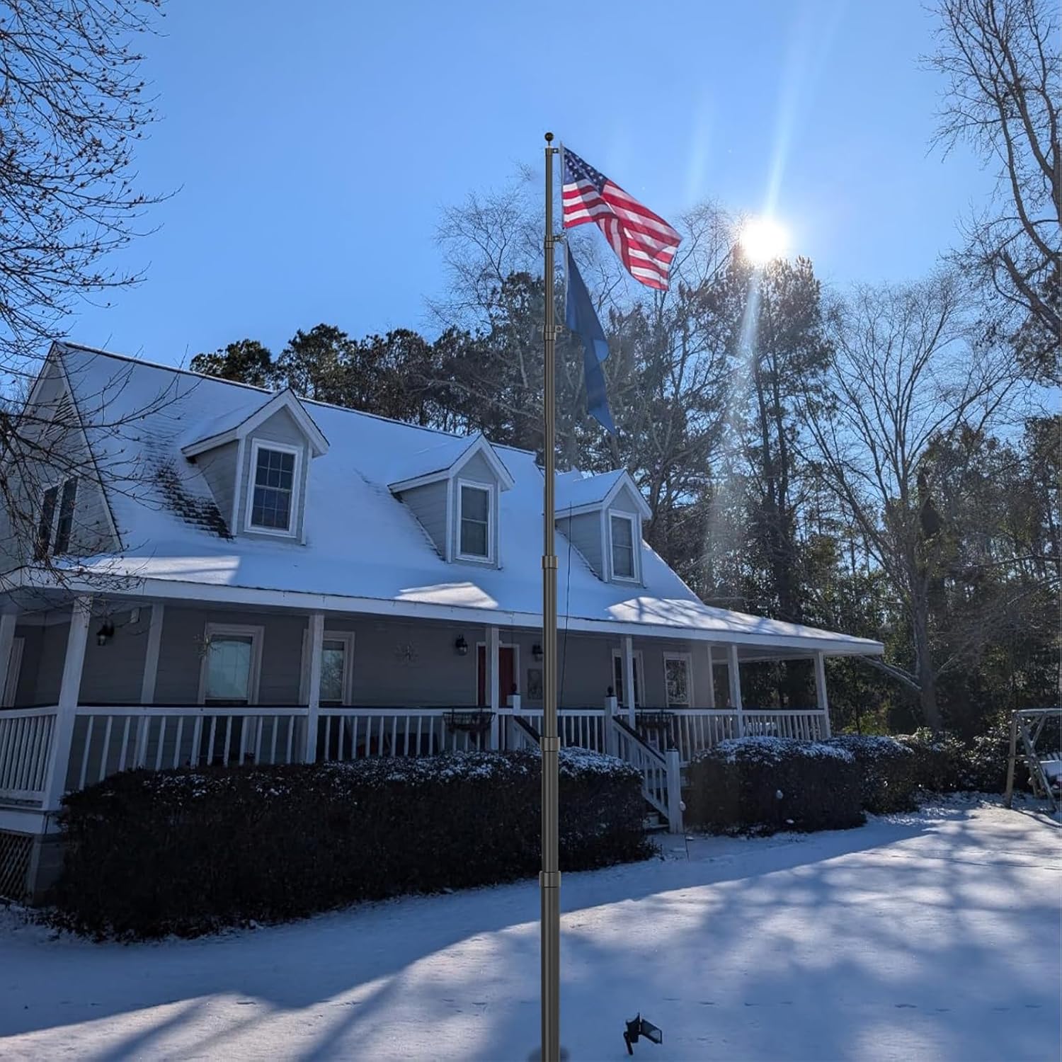 Telescoping Flag Pole for Outside House, 20 FT Heavy Duty 45K PSI & 95 HBW Hard Aerospace Aluminum Flagpole Kit, Unbending Telescopic Outdoor In-Ground Flag Poles with 3x5 American Flag for Yard - Image 8