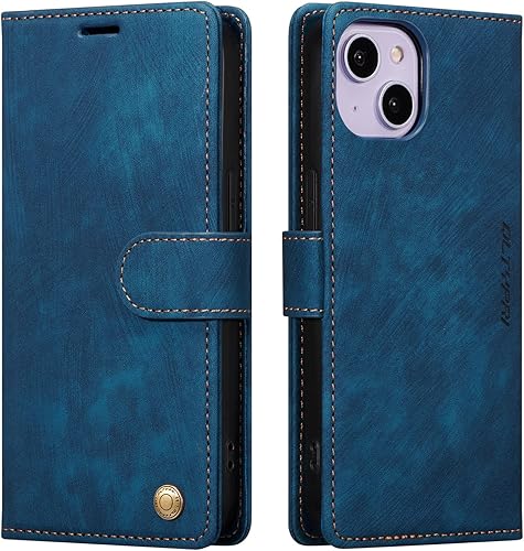 QLTYPRI Funda para iPhone 13, funda de piel sintética con cierre magnético, soporte para tarjetas, función atril, a prueba de golpes, funda