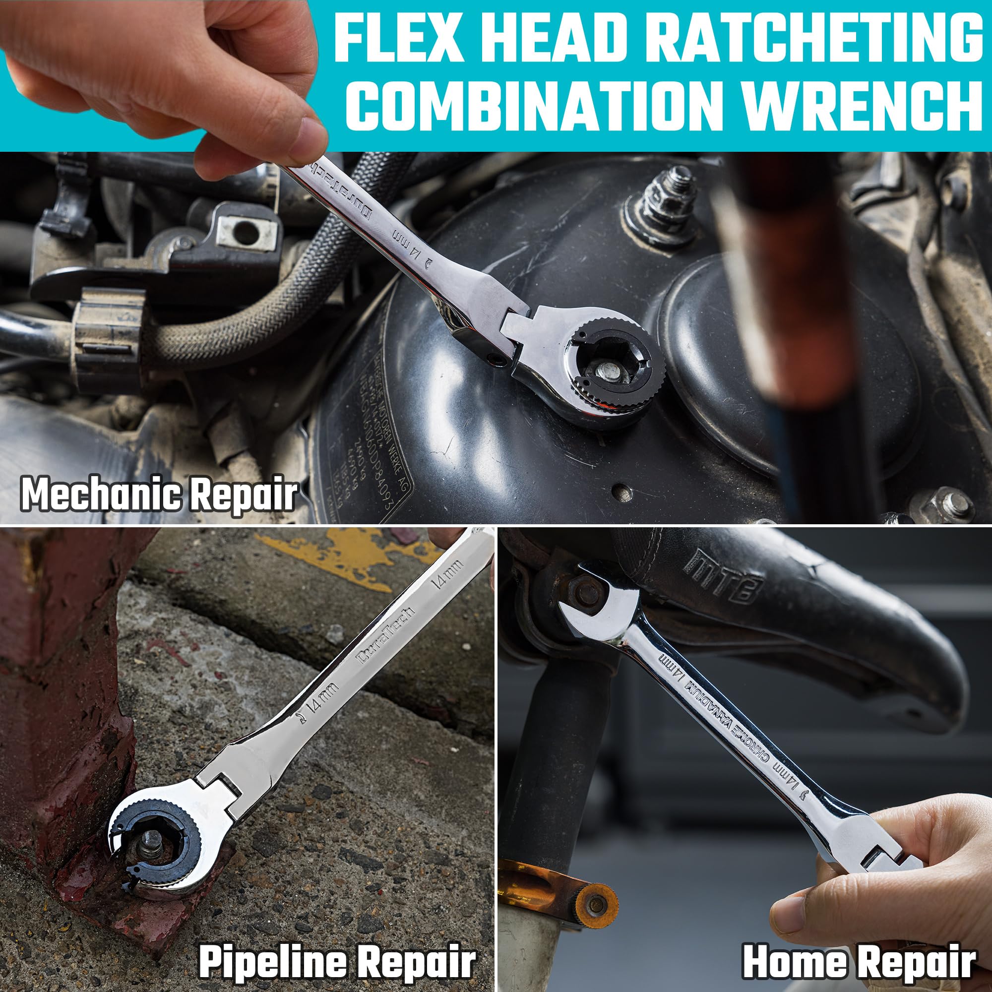 DURATECH 7-in-1 Ratcheting Wrench Set -5