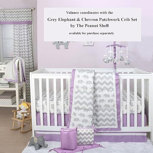 Miniatura 2 de Cenefa de ventana Chevron gris y morado de The Peanut Shell - 100% algodón