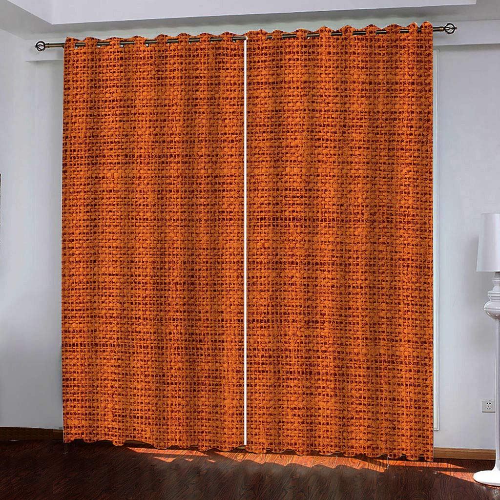 Rideau occultant à oeillets rideaux opaques thermiques effet lin orange 140 x 260 cm