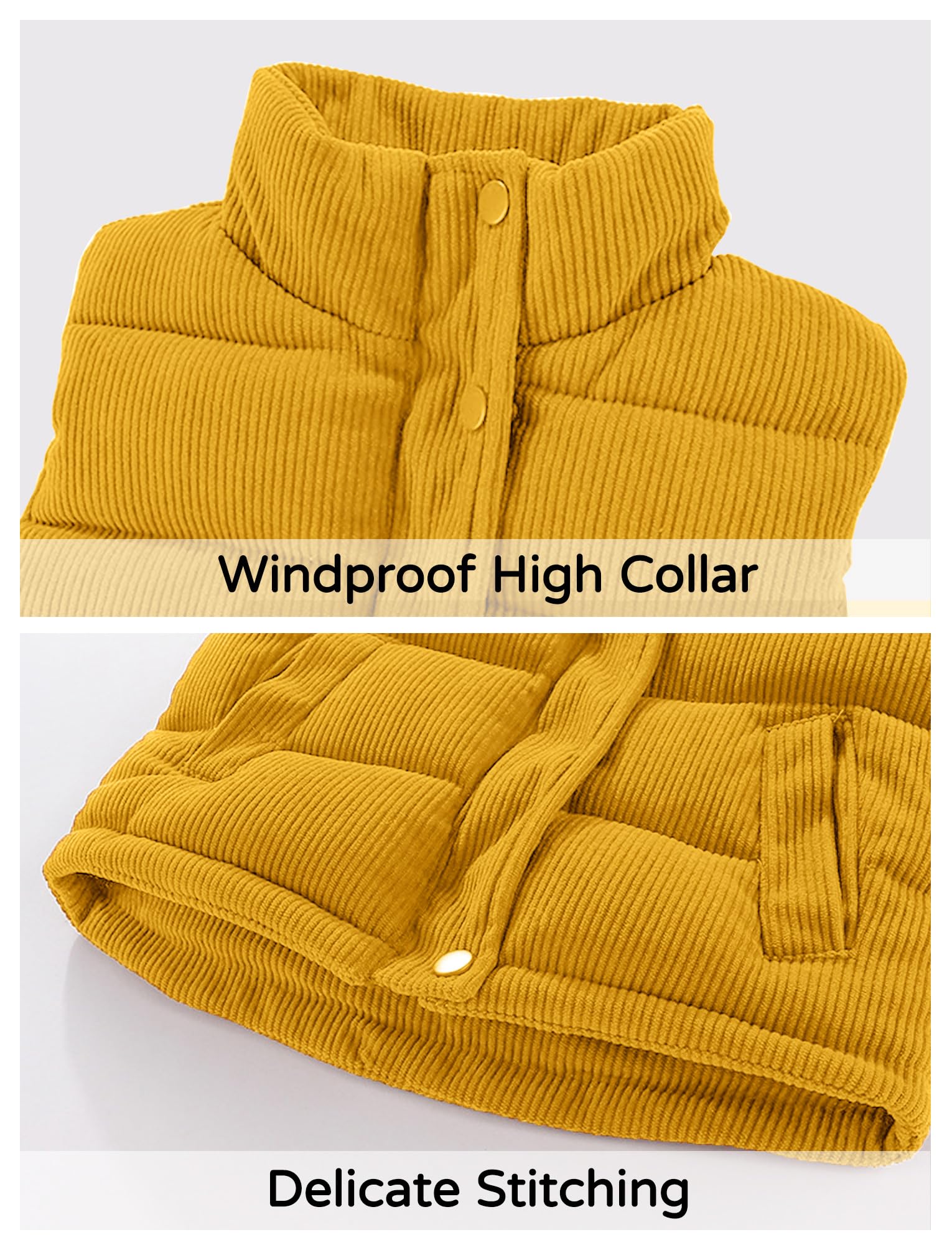 SEAUR Gilet Matelassé D'hiver pour Filles 1-8 Ans Manteau sans Manche Enfant Unisex Chaud Doudoune Velours sans Manches