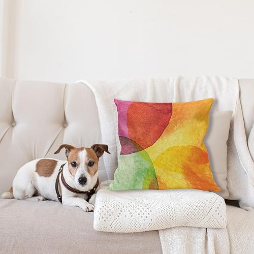 Miniatura 4 de Ambesonne - Funda de cojín decorativo cuadrado, papel pintado en acuarela en impresión de diseño de arte moderno, 51 x 51 cm, amarillo, naranja y