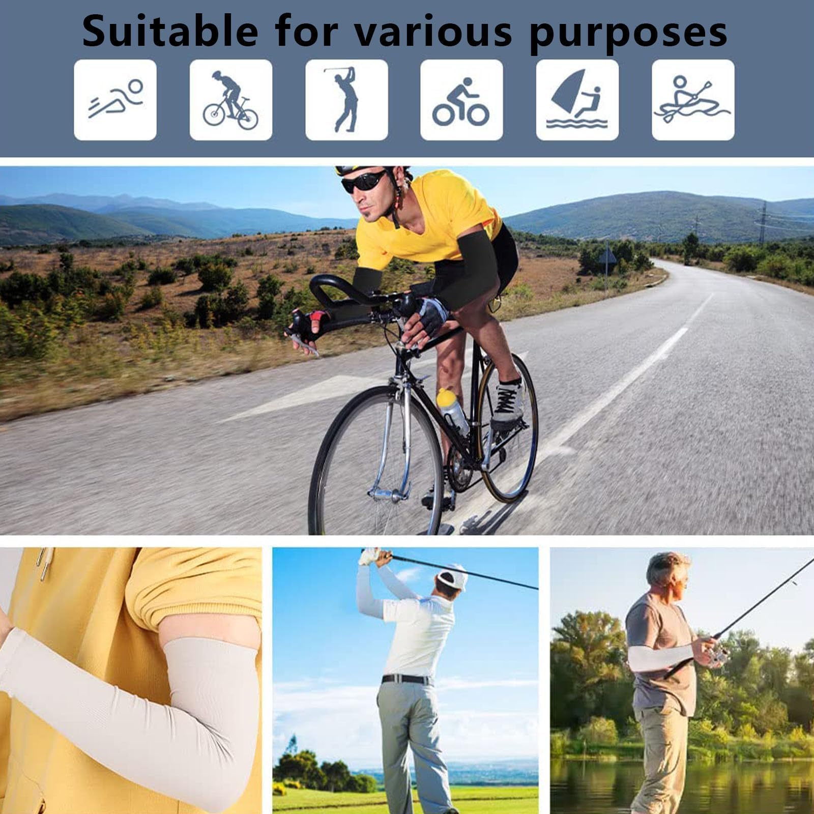 Manchettes de Bras pour Homme et Femme, 3 Paires Manchette Bras Femme Homme, Manchon De Compression Bras, Protection Anti-UV, Couverture de Tatouage, Manchons de Sport de Compression
