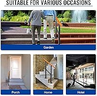 Vista 7 de Kit de pasamanos de escalera al aire libre UOKRR, pasamanos de hierro con grano de madera para interior, se adapta a 1-2 escalones