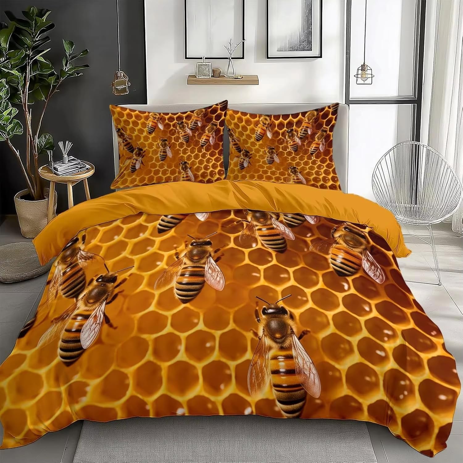 Housse de couette 90x190 enfant abeille en microfibre respirante et confortable