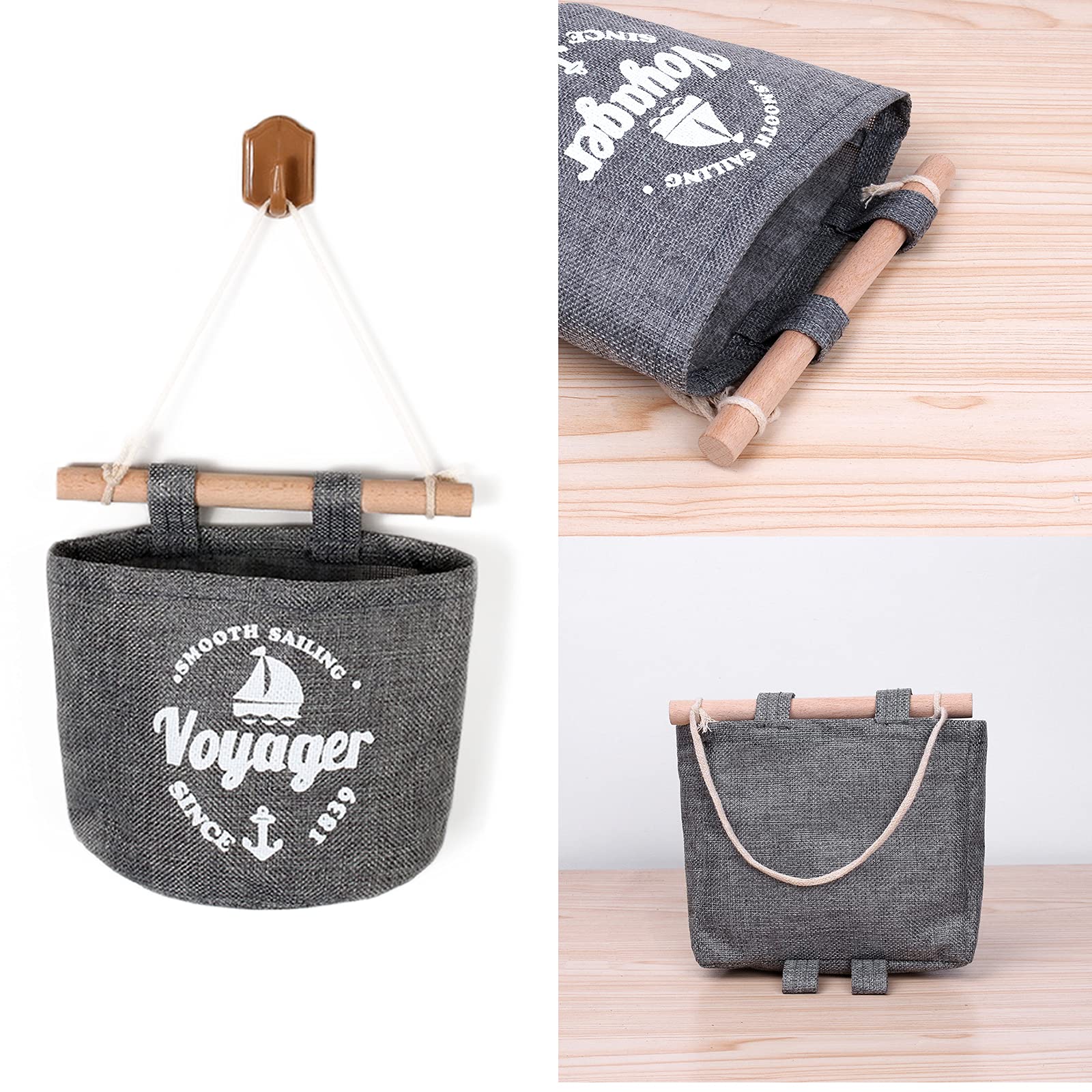 Lot De 4 Sacs De Rangement Suspendus En Coton - Organisation Murale Salon, Chambre, Salle De Bain