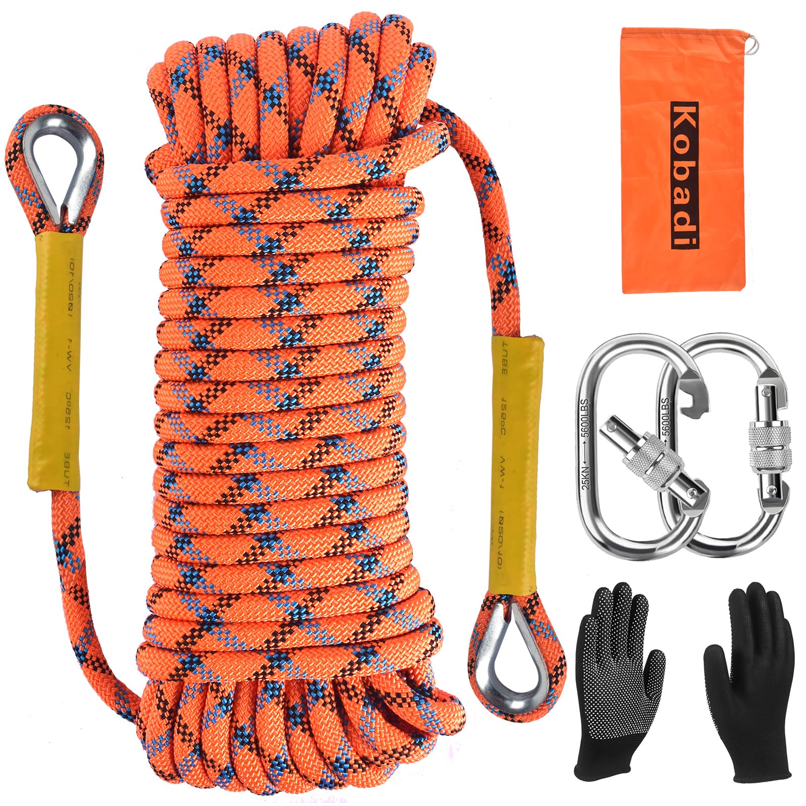 Cuerda de escalada al aire libre de varios tamaños (naranja, 12 mm-49 m)