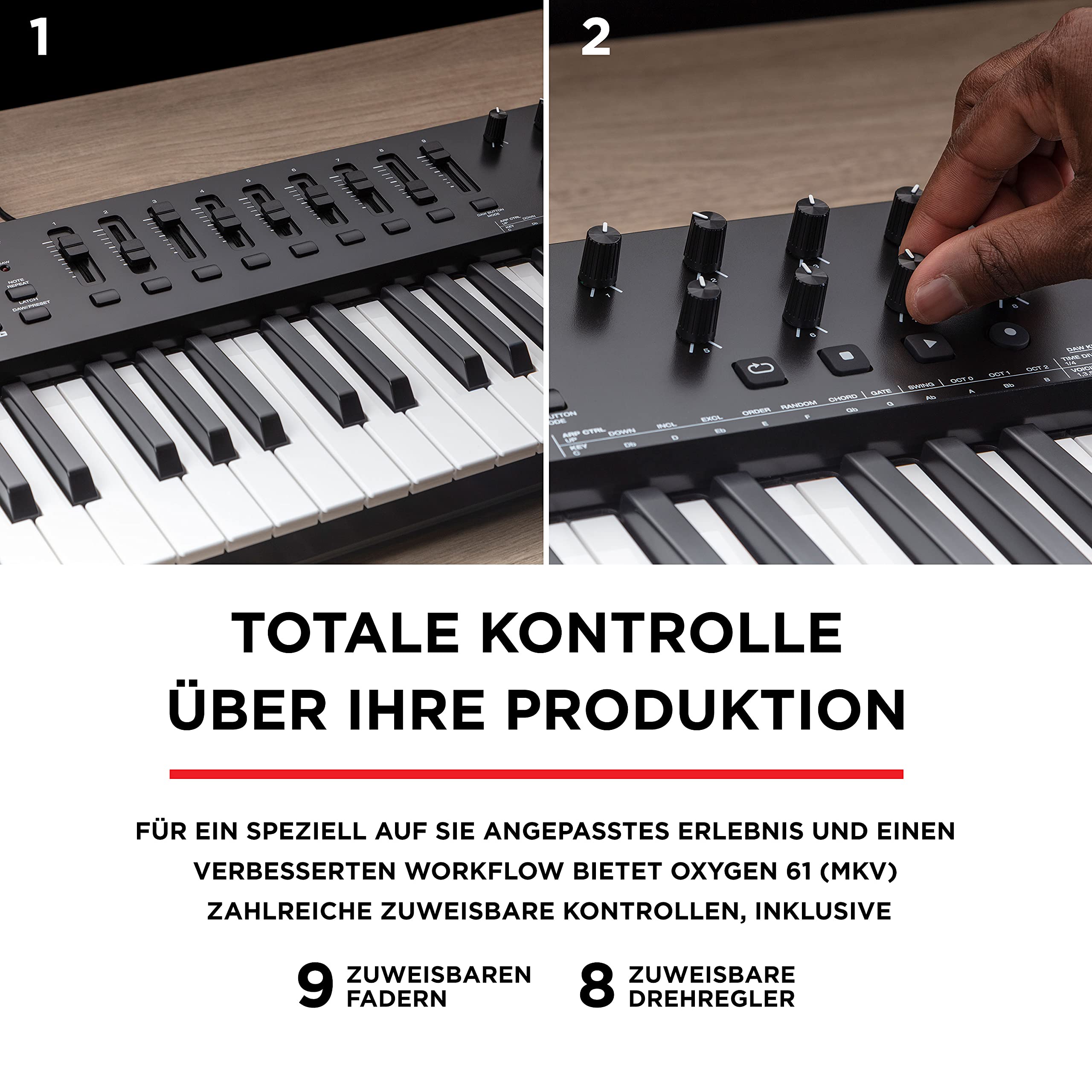 M-AUDIO Oxygen 61 (MKV) – 61-Tasten USB MIDI Keyboard Controller mit Beat Pads, Smart Chord, Tonleitermodi, Arpeggiator und Native Instruments Soundpaket (NKS Integration)