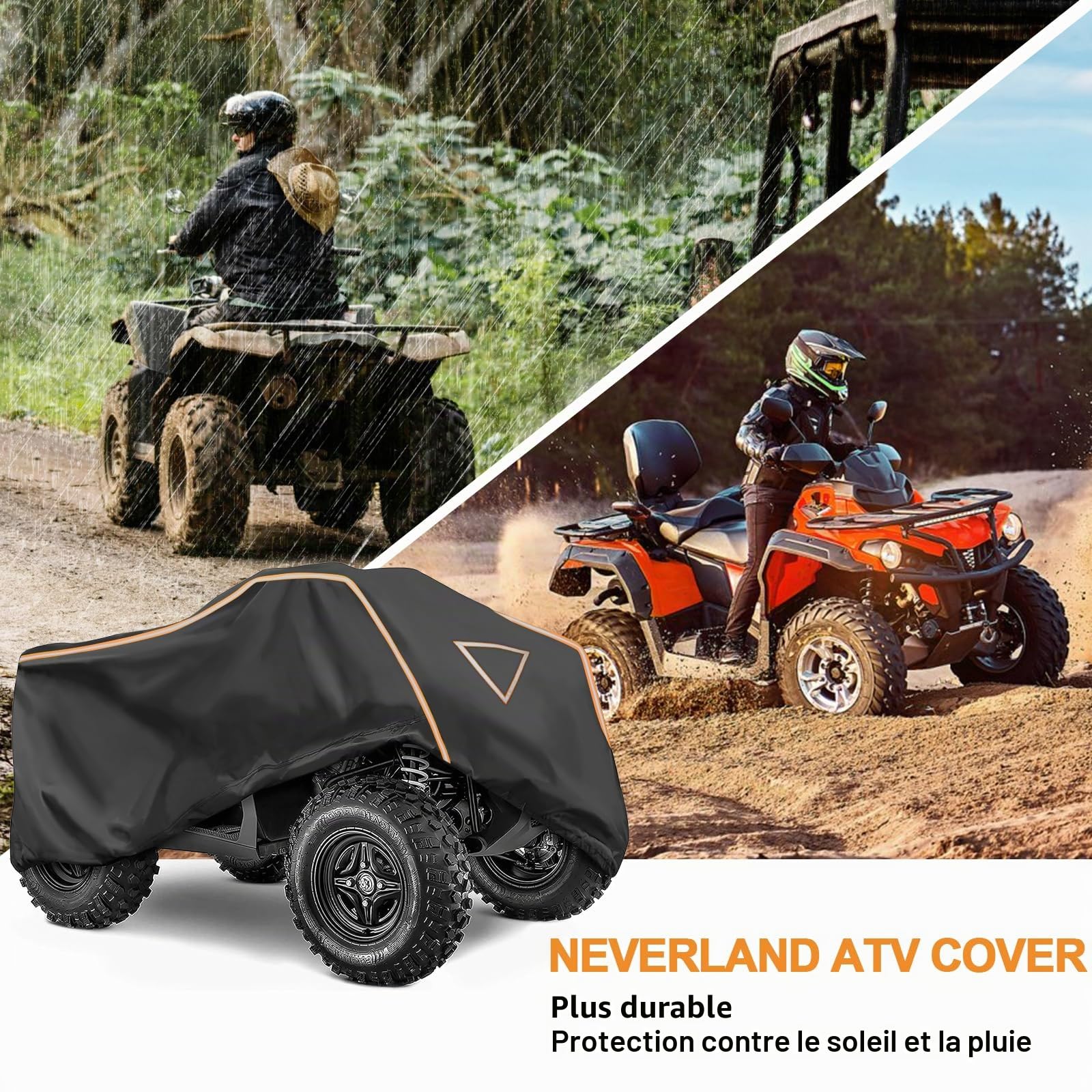 NEVERLAND Bache de Protection pour Quad, 210 x 120 x 115 cm 420D Tissu Oxford Imperméable Utilisable en Intérieur et en Extérieur Bache Quad Coupe-Vent, Anti-grêle, Anti-poussière XL