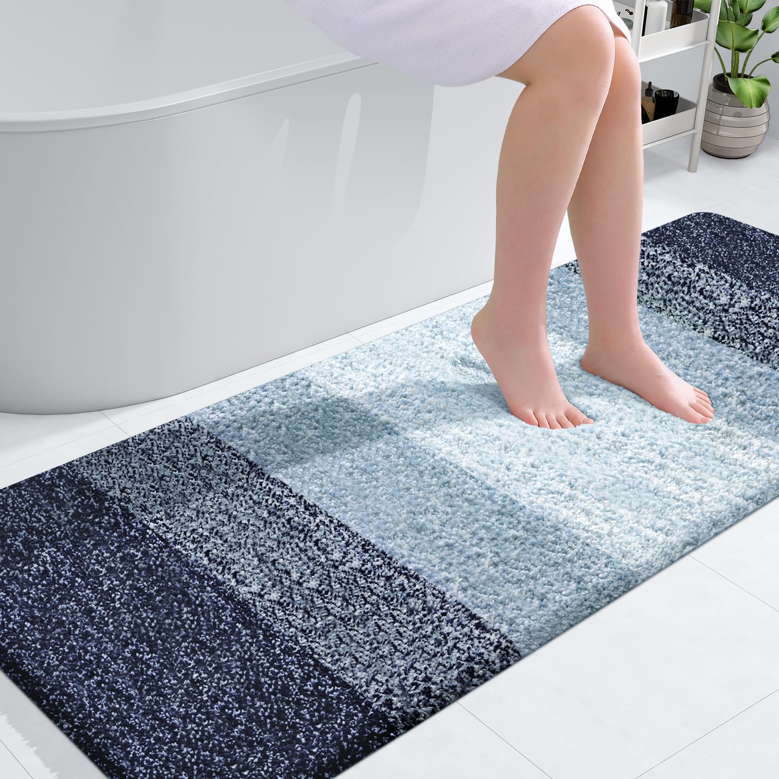 OLANLY Bathroom Runner Rug 59x24, Extra Soft Absorbent Microfiber Bath Rugs