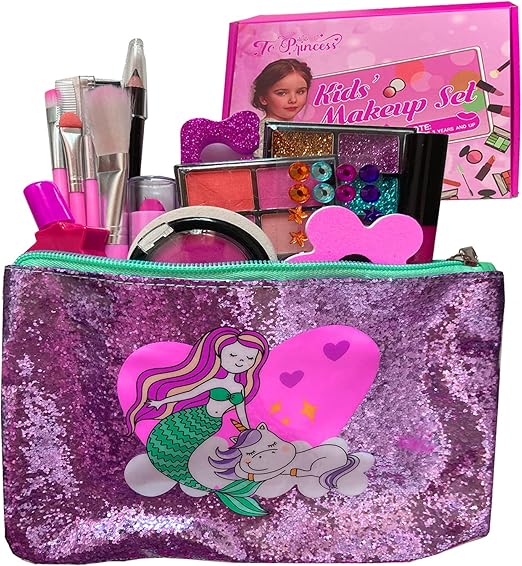 Mordely 20 Pcs Kids Makeup Kit for Girl, Washable Makeup Toy Set, Safe