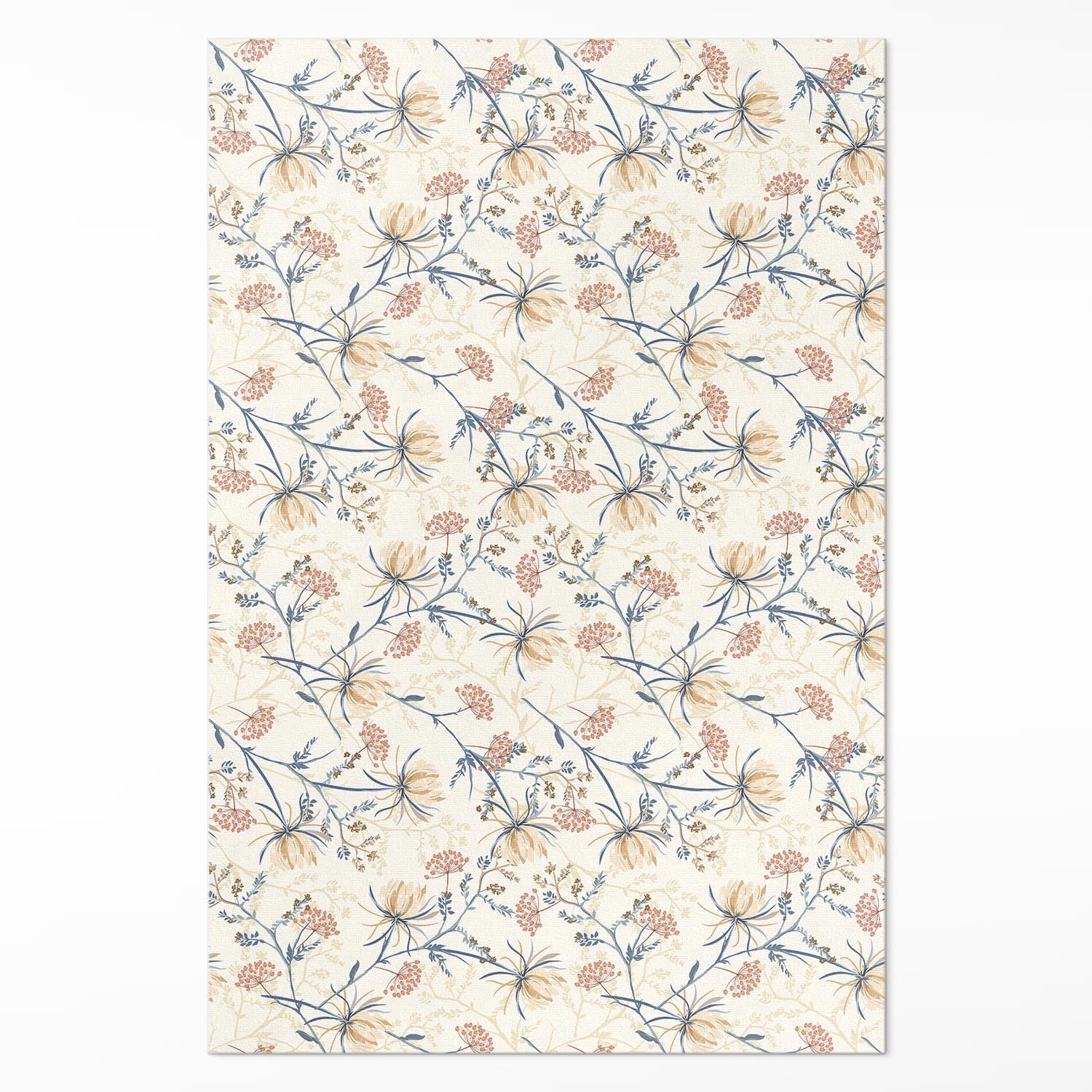 Tapis en vinyle 120x180 cm Prairie Fleurie rectangle en PVC Floorart pour salon et cuisine