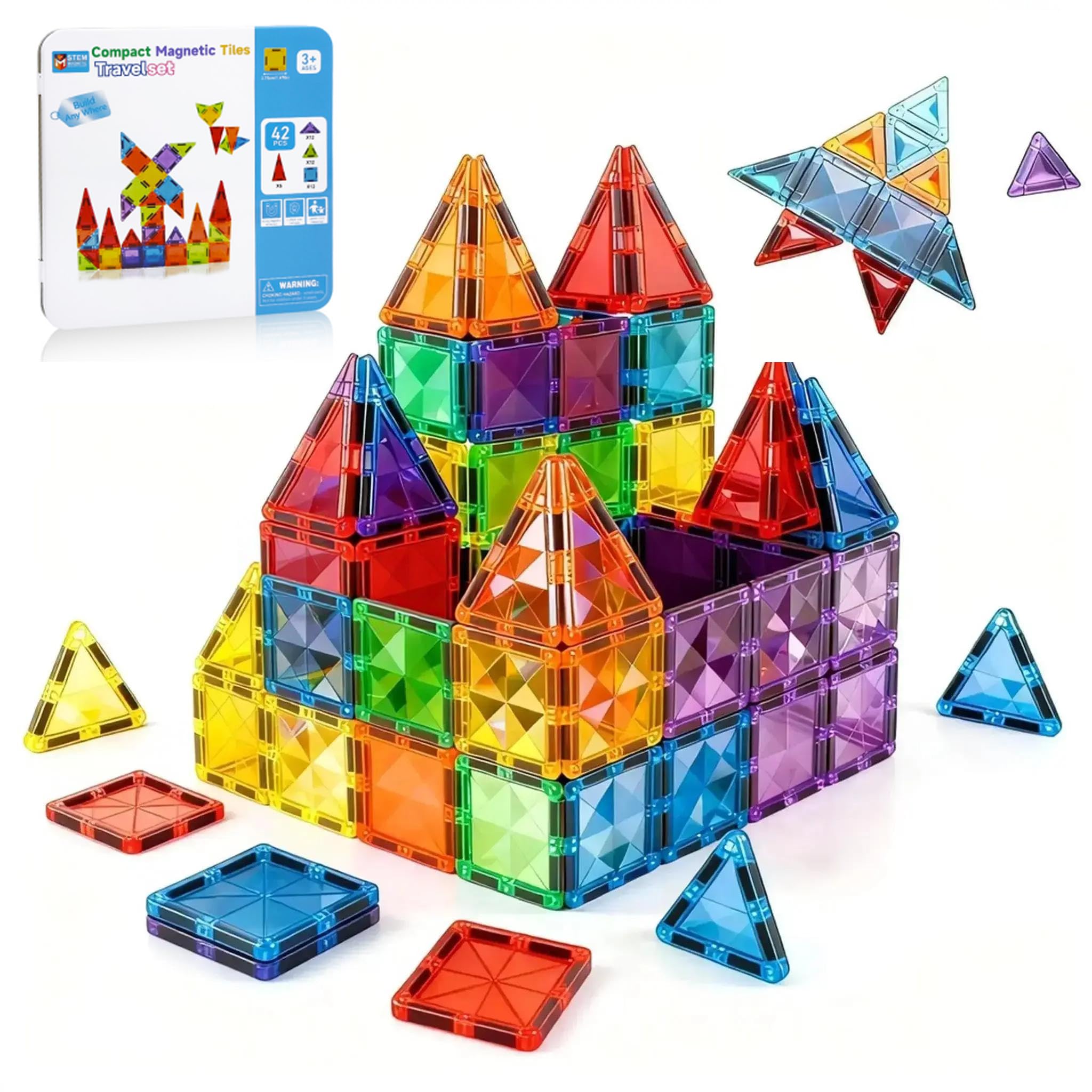 Cuackamily 42 PCS Mini Magnetic Tiles Building Block Set