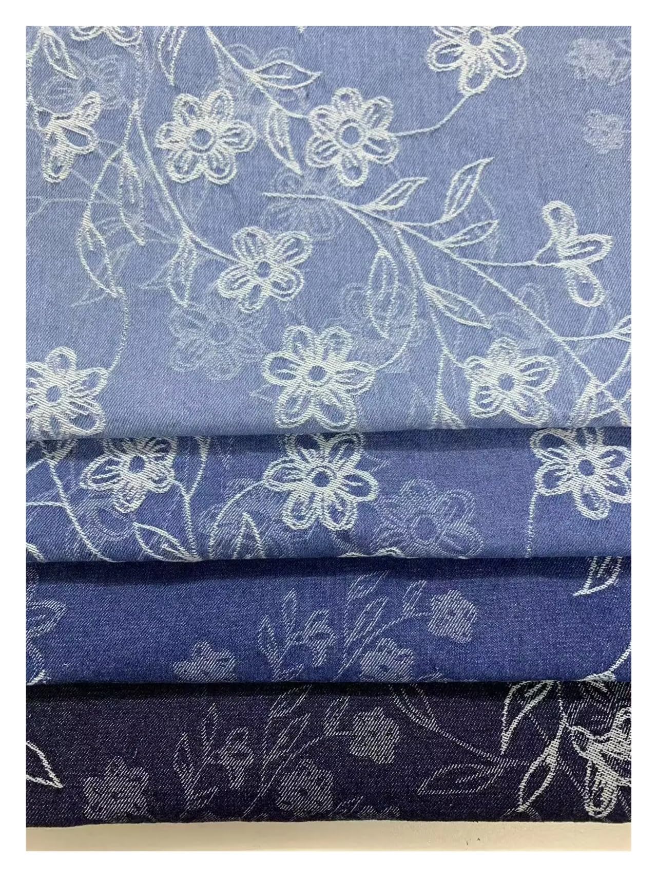 Tela Vaquera De AlgodóN Tela vaquera gruesa estilo Pastoral Jacquard lavada for coser vestidos, bolsos, pantalones, sombreros, bricolaje Tela De Costura(AA060-3)