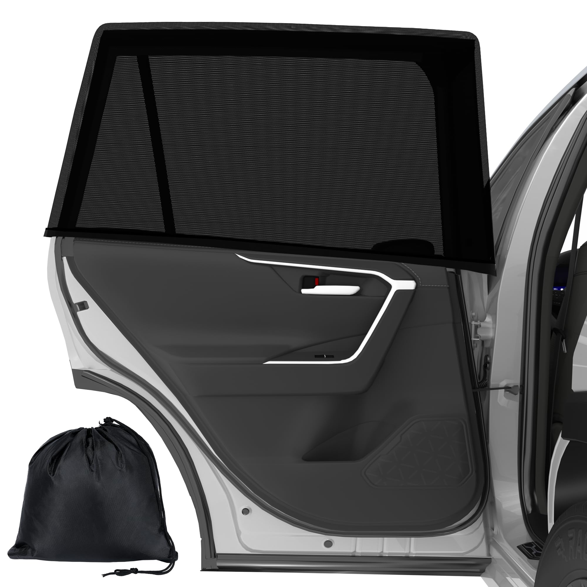 Vincona Sonnenschutz Auto Baby，(2-Stück) Nachhaltiges & Hochwertiges Atmungsaktive Universal Sonnenblende Auto Kinder Seitenscheibe,Schutz vor UV-Strahlen, Sonnenlicht und Mücken，43