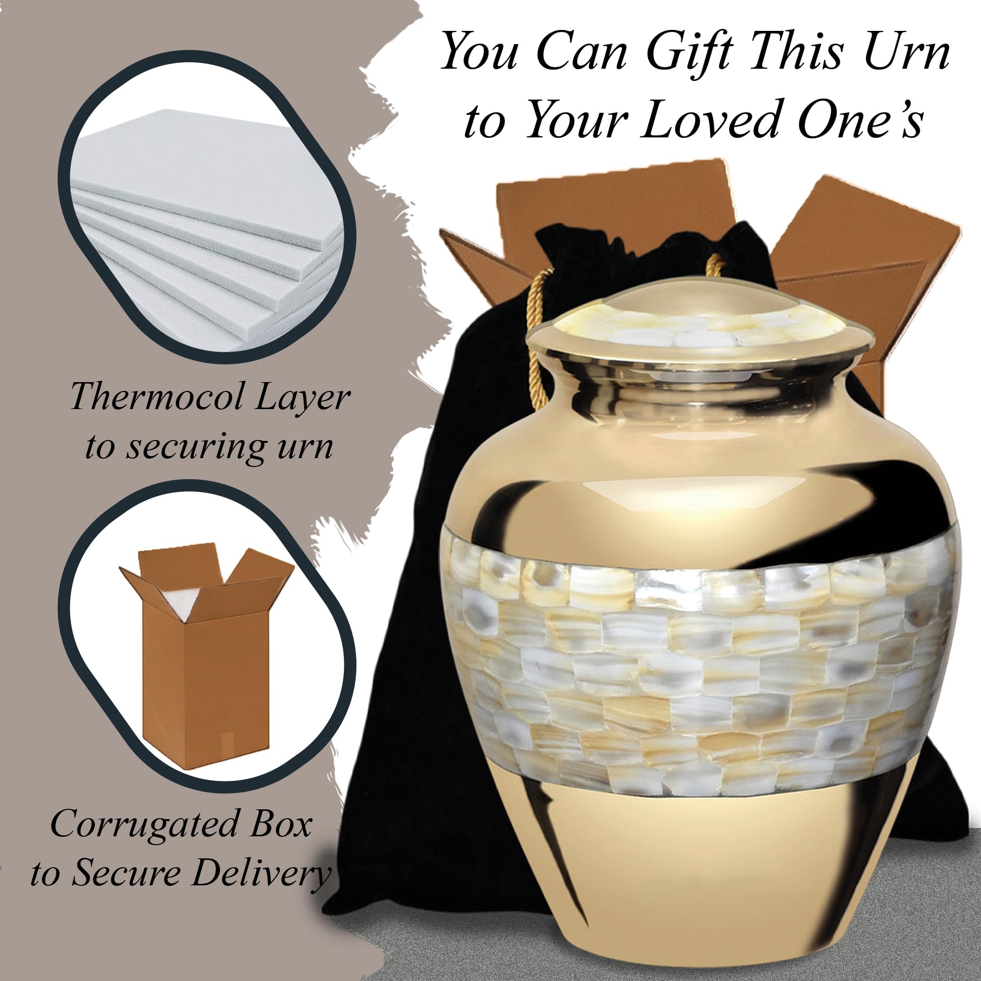 Forever URNS – Grande urne pour cendres d'adulte homme et femme | Cadeau commémoratif – En laiton de haute qualité – Thème balai classique – Boîte de protection en velours – Boîte commémorative