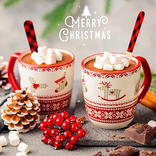 Miniatura 6 de 100 cucharas de madera desechables de 5.5 pulgadas, cucharas de madera desechables de Navidad con patrón de cuchara de madera para chocolate