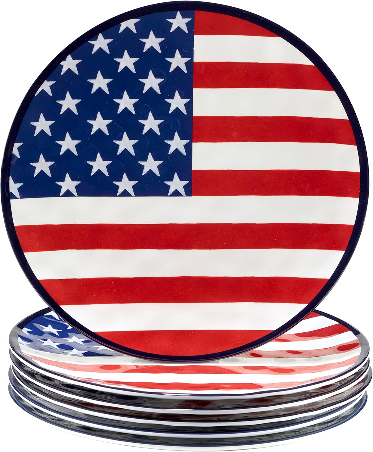 Patriotic Stars and Stripes 11" Melamine Dinner Plates Set