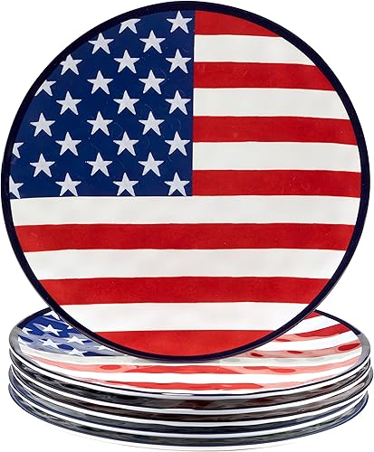 Certified International Stars & Stripes - Plato de melamina de 11 pulgadas, juego de 6