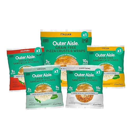 Outer Aisle Paquete de muestras de coliflor gourmet Keto bajo en carbohidratos sin granos sin gluten paquete de 5