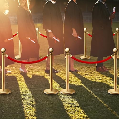 Miniatura 6 de Fumete 6 cuerdas de terciopelo a granel de 6.5 pies, barreras de control de multitudes, cuerda de terciopelo de seguridad con ganchos dorados
