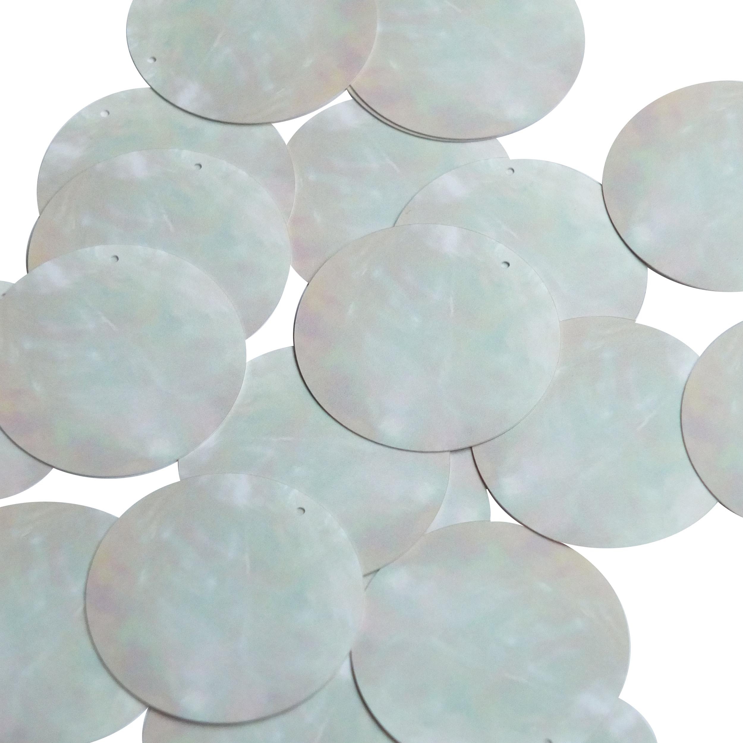 Sequin White Iridescent Polished Pearl Shell Round 1.5 inches Couture Loose Paillette Sequins