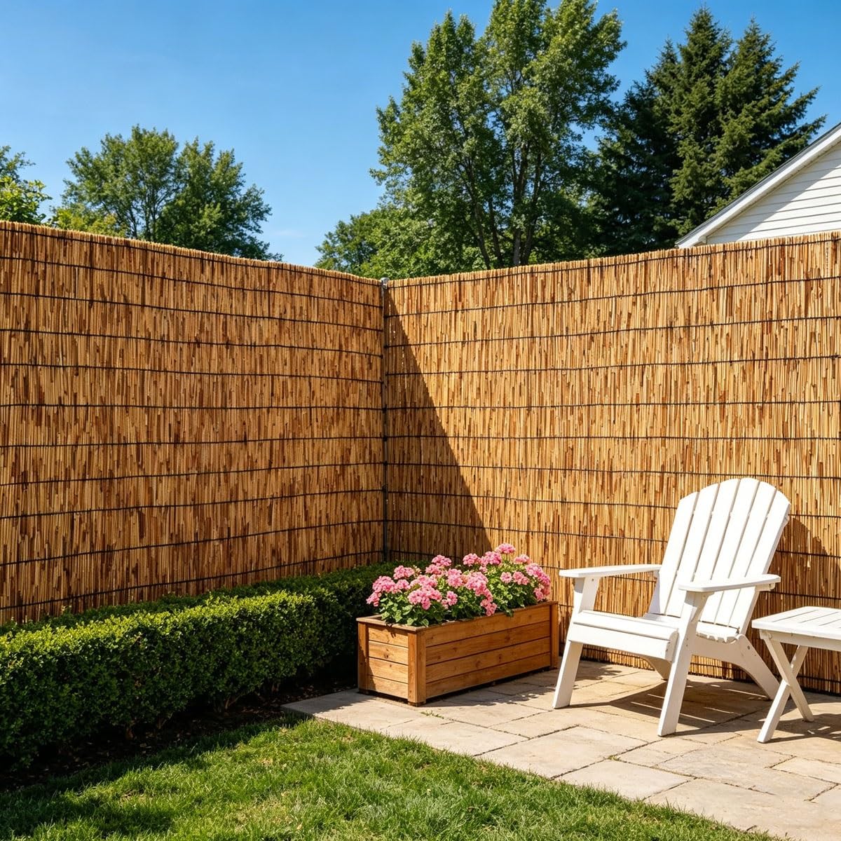 Stuoia in Bambù Naturale, Arella in Canna Canniccio per Recinzione Frangivista, Arelle per Balcone Giardino Terrazza Piscina, Rotolo Cannette Bambù Pelato, Coperture Decorativo(Natural,H1.1 x L14.0m)