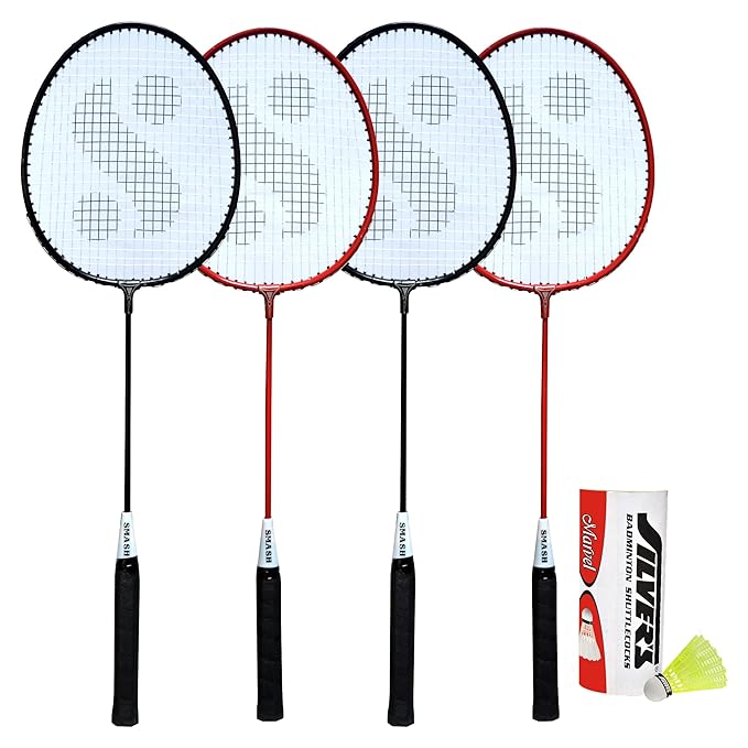 Silver's Smash Combo8 (4 Badminton Rackets, 3 Plastic Shuttlecock) Amazon.in Sports, Fitness